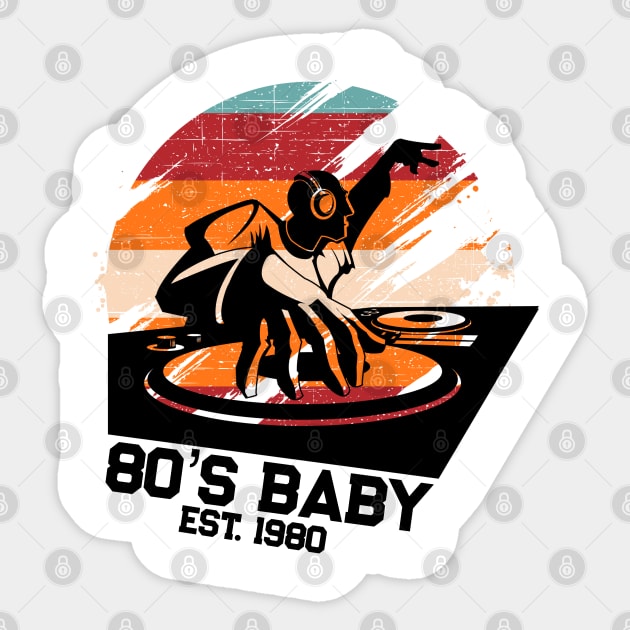 80's Baby Retro Music DJ Gift Sticker by TheAparrelPub